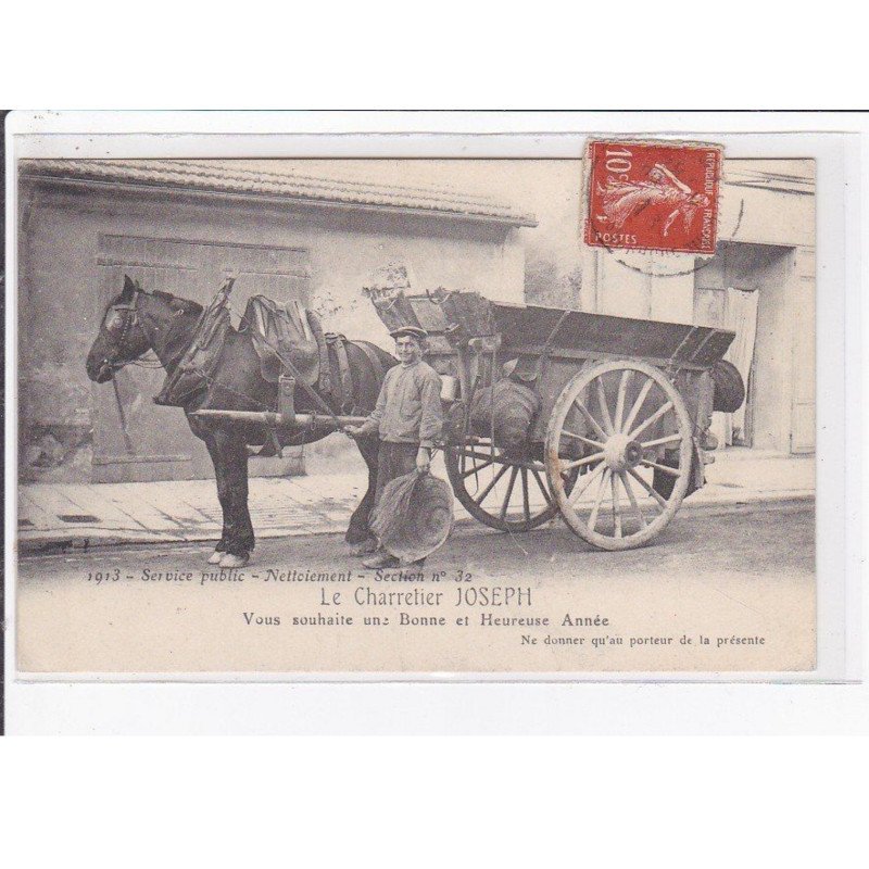 MARSEILLE : le charretier Joseph (nettoiement - eboueur - carte de bonne année)- très bon état