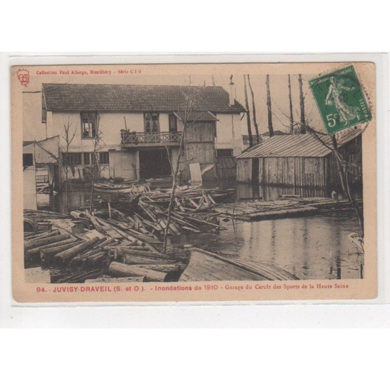 JUVISY : inondations 1910 : garage du cercle des sports de la Haute Seine - état