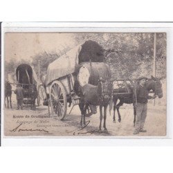 GRADIGNAN : un équipage de mules sur la route (attelage) - très bon état