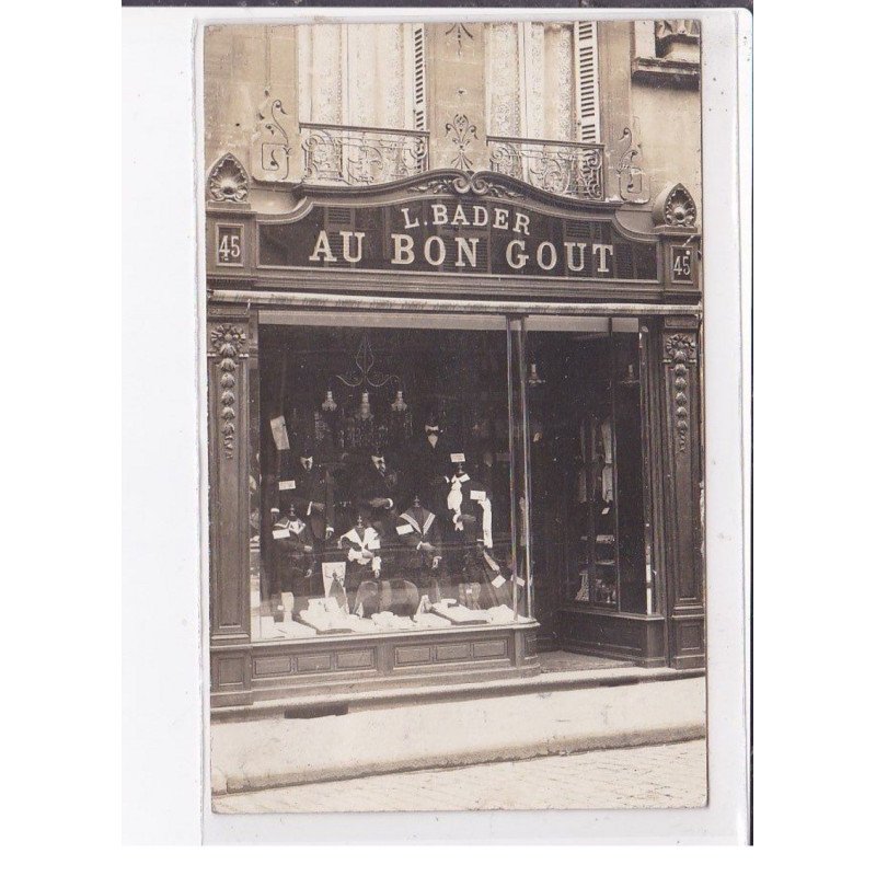 CHARLEVILLE : carte photo du magasin "au Bon Gout" BADER  - 45 grand rue - très bon état