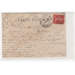 PARIS : carte photo d'un salon de coiffure (coiffeur André) - état (coupée)