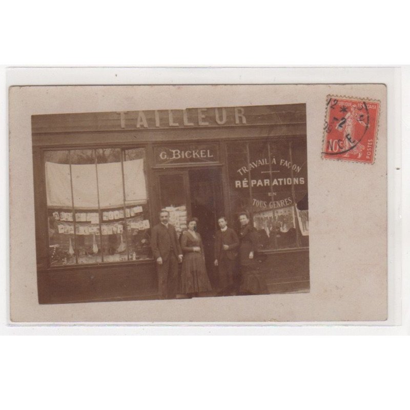 PARIS : carte photo de l'atelier du tailleur BICKEL sur le boulevard du Port Royal (Mode) - très bon état