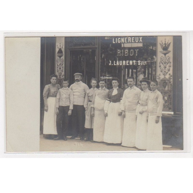 PARIS : carte photo du magasin Lignereux - Ribot (Laurent successeur) - bon état