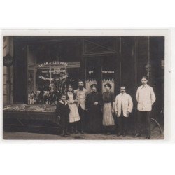 PARIS : carte photo du salon de coiffure Torcheux au 182 rue du faubourg Saint Martin - très bon état