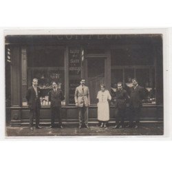 PARIS : carte photo du salon de coiffure Edouard (coiffeur) au 68 rue Lafontaine - bon état (adhérence au dos)