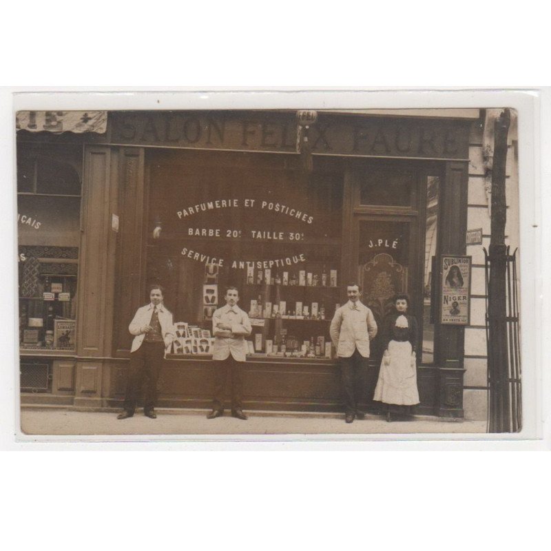 PARIS : carte photo du salon de coiffure PLE (Felix Faure) au 29 avenue Felix Faure(coiffeur) - très bon état