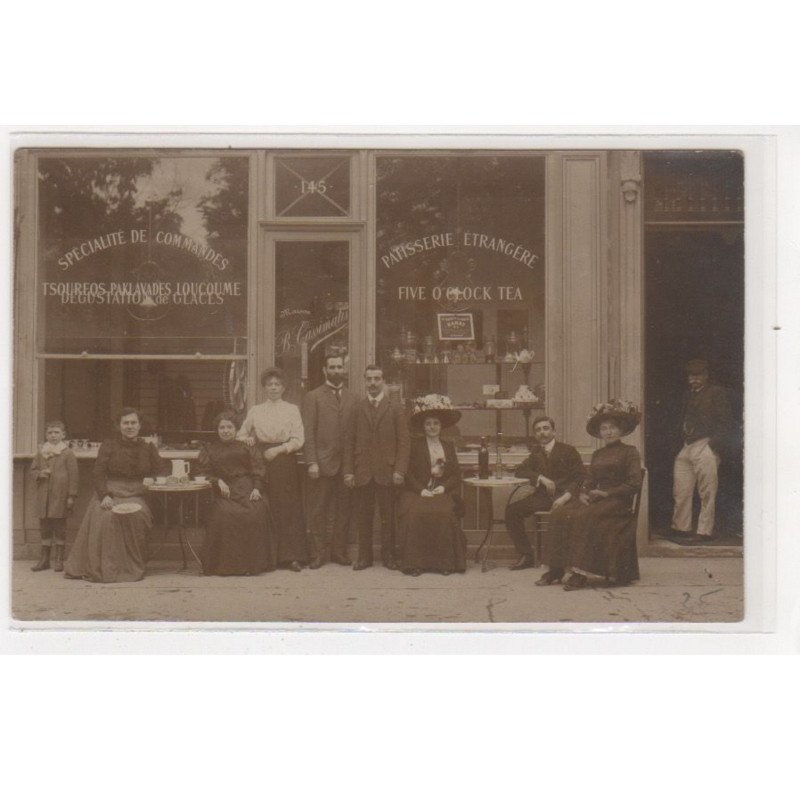 PARIS : carte photo du magasin Cassimatis (patisserie grecques) au 145 avenue de Villiers - très bon état