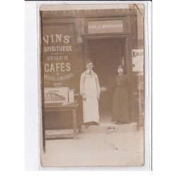 COURBEVOIE : carte photo de l'épicerie BOULLE MONTAGNON (marchand de vins) - état