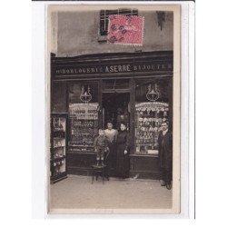 CLICHY LA GARENNE : carte photo de la bijouterie horlogerie SERRE - état (pliée)