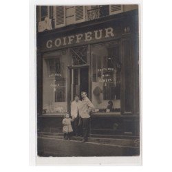 PARIS : carte photo du salon de coiffure Philippeau au 49 rue des poissonniers (coiffeur) - très bon état