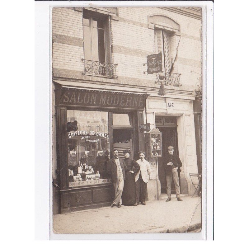 GRAND MONTROUGE : carte photo de la maison Charles (salon de coiffure - coiffeur) - état (adhérence au dos)