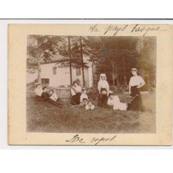 MAULEON (vallée de la Soule) : lot de 4 photos de 1902 (11x15 cm) - types - fenaisons - lavandières - moissons - BE