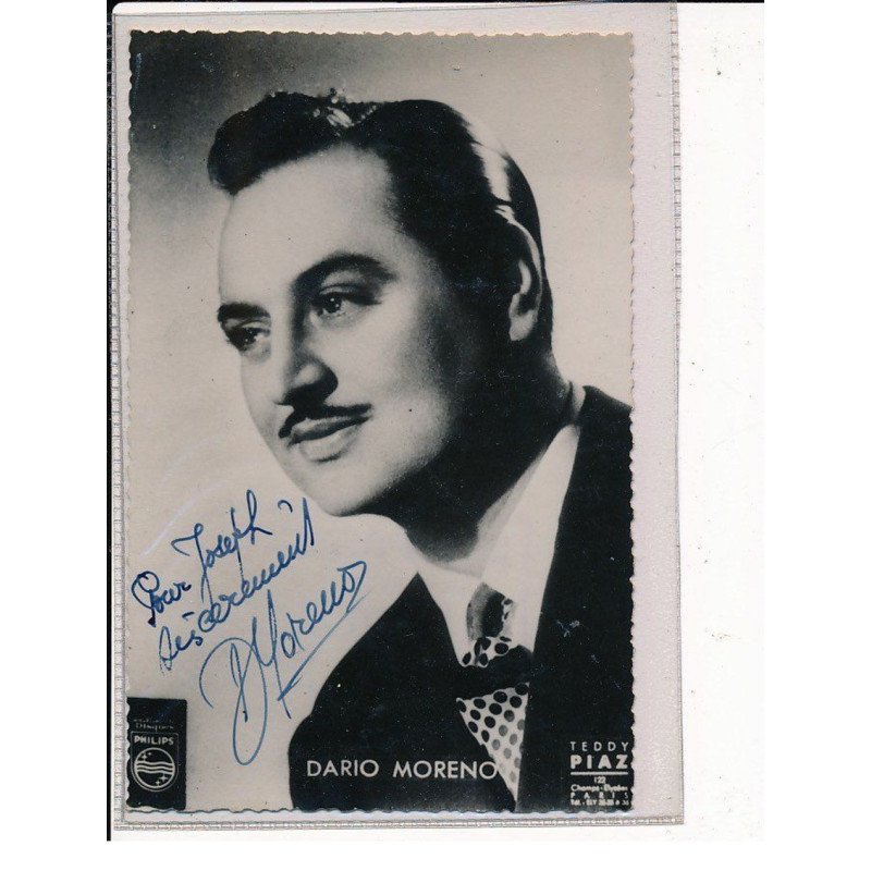 Autographe de Dario Moreno, Chanteur - très bon état