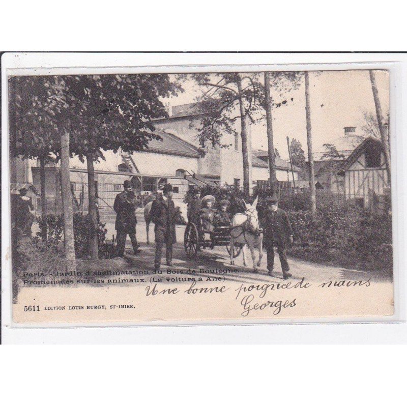 PARIS : jardin d'acclimatation du Bois de Boulogne - la voiture à âne (promenade sur les animaux) - très bon état