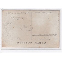 PARIS 10ème : carte photo du café - cordonnerie - marchand de vins QUINTARD au 266 rue du faubourg Saint Martin