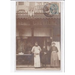 PARIS 10ème : carte photo de la boucherie chevaline Eugène PHILIPPE au 118 rue Saint Maur - très bon état