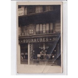 PARIS 10ème : carte photo de l'atelier de fourrures naturaliste GAUDEBERT (chasse) au 50 boulevard Magenta - état