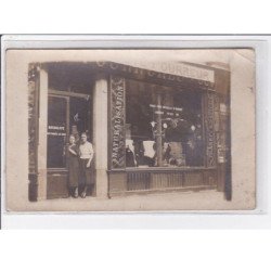 PARIS 10ème : carte photo de l'atelier de fourrures- naturaliste GAUDEBERT (chasse) au 50 boulevard Magenta - bon état