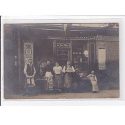 PARIS : carte photo du café LOISON (le rendez-vous des bons amis) - (affiche du MOULIN ROUGE - LYSISTRATA) - TBE
