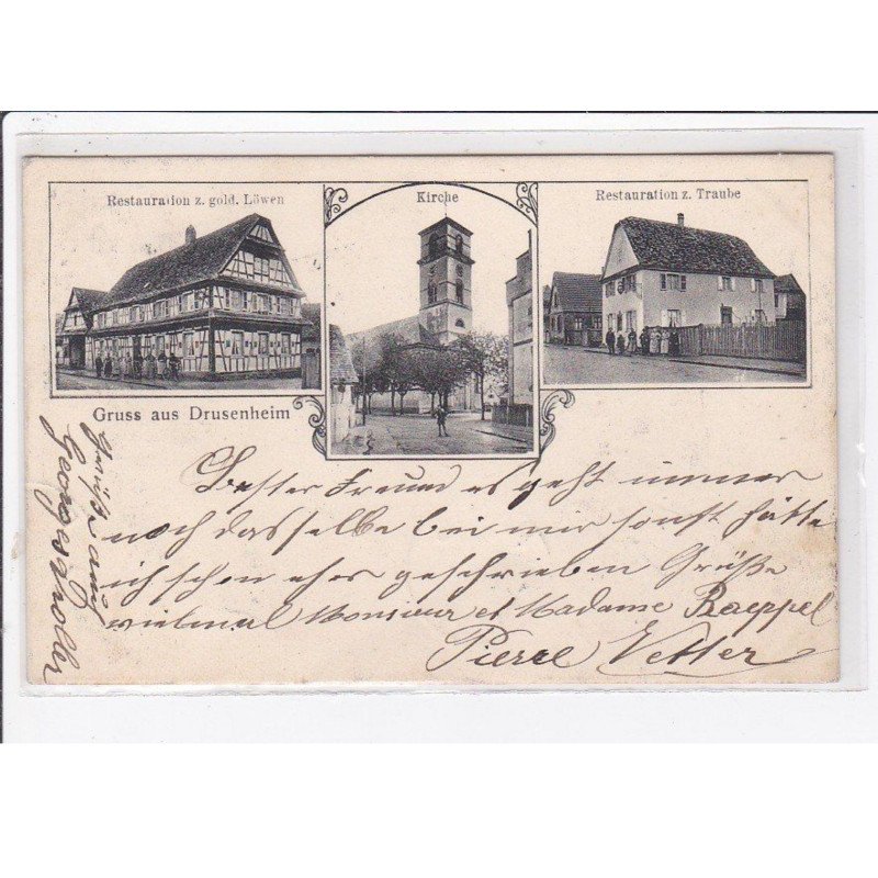 DRUSENHEIM : multivue - restauration Gold Löwen - TRAUBE - très bon état